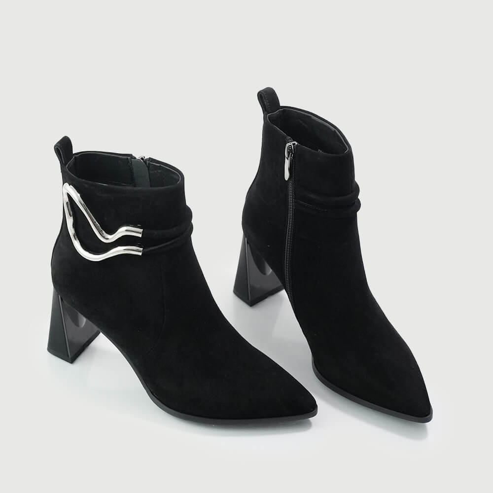 BOTINE ELEGANTE CU ACCESORIU METALIC